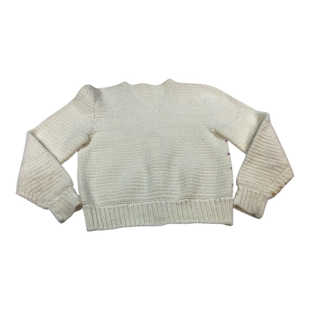Vintage 3D Cottagecore Grandma Cardigan Sweater Size M Crochet Cable Knit Floral - Picture 4 of 9